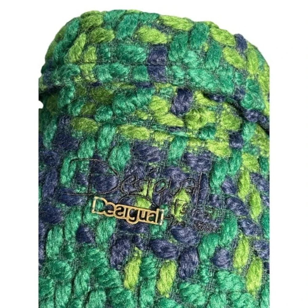 Desigual Nini Chunky Knit Coat Women 38‎ XS Wool Blend Boho Artsy Jacket
